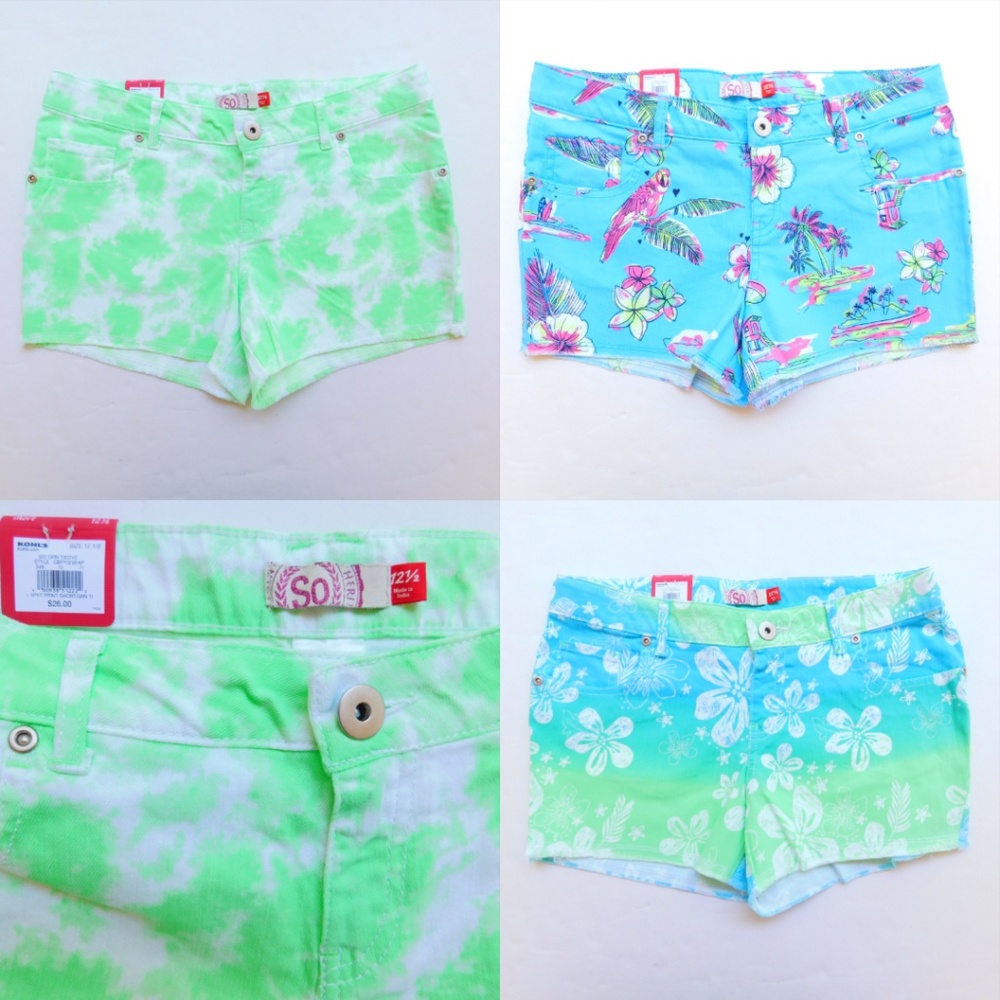 SO Girls Shorts Plus Size 12 Denim Adjustable Waist Jean Clothes‎ Lot